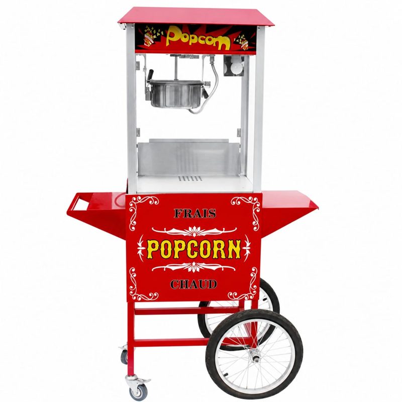 Popcorn cart with wheels — 8oz machine
